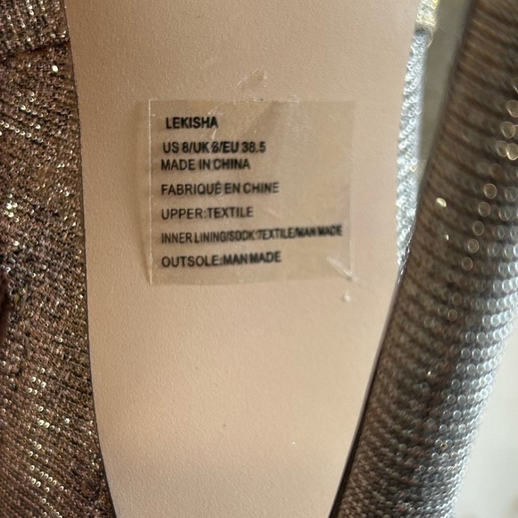 Shoe Dazzle Lequisha Silver Glitter High Heel Boots size 8 NEW - Picture 3 of 3